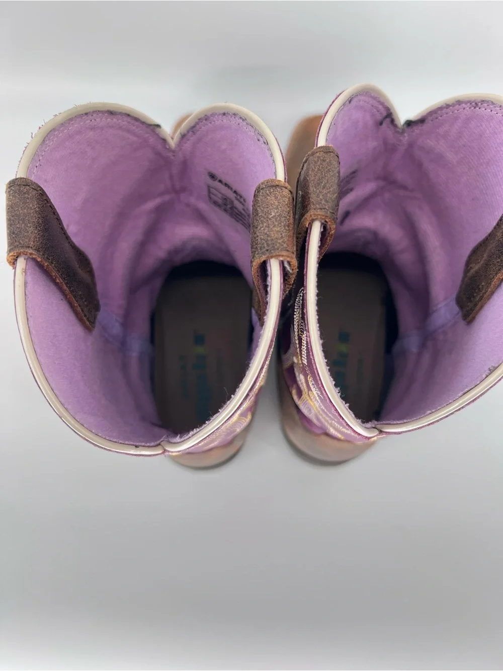 ARIAT GIRLS' TOMBSTONE WESTERN BOOTS BROAD SQUARE TOE Sz 5 Purple Brown Cowgirl